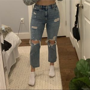 Ultra high rise ankle straight jeans